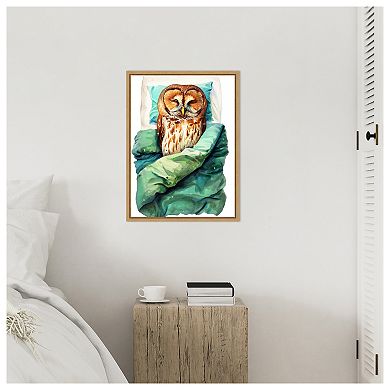 Sleeping Owl by Justyna Jaszke Framed Canvas Wall Art Print