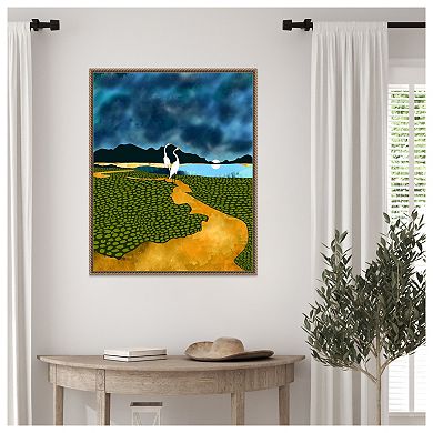 Great Egrets On Honeymoon Island by Uma Gokhale Framed Canvas Wall Art Print