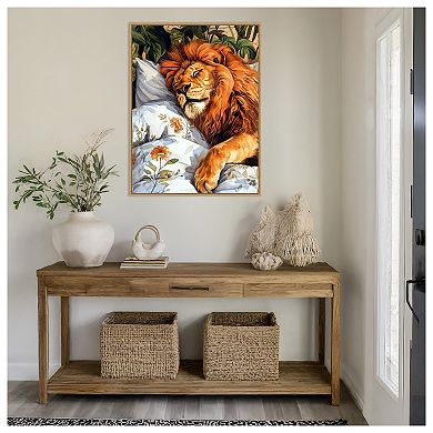 Lion Sleeping by Justyna Jaszke Framed Canvas Wall Art Print