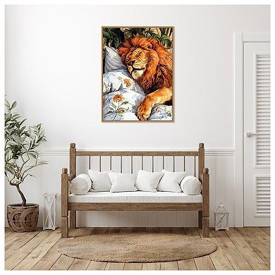 Lion Sleeping by Justyna Jaszke Framed Canvas Wall Art Print