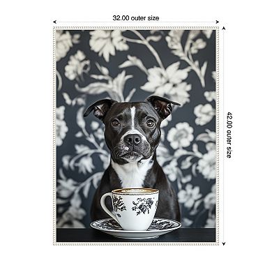 The Latte Loving Staffy by Mowzu Framed Canvas Wall Art Print