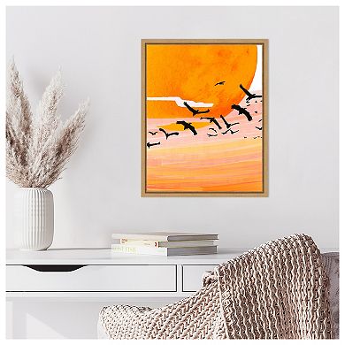 Birds at Sunset by Uma Gokhale Framed Canvas Wall Art Print