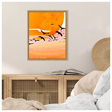 Birds at Sunset by Uma Gokhale Framed Canvas Wall Art Print