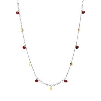 1928 Silver Tone Charm & Color Bead Necklace