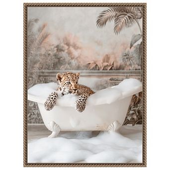 Leopard Bubble Delight by Niky Rahner Framed Canvas Wall Art Print