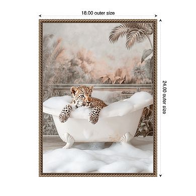 Leopard Bubble Delight by Niky Rahner Framed Canvas Wall Art Print