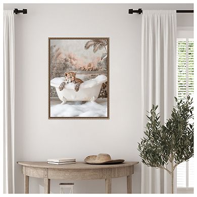 Leopard Bubble Delight by Niky Rahner Framed Canvas Wall Art Print