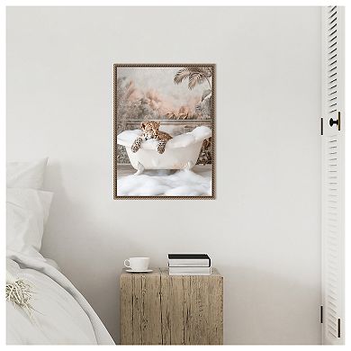 Leopard Bubble Delight by Niky Rahner Framed Canvas Wall Art Print