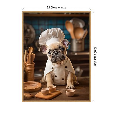 French Bulldog Puppy Chef by Andreas Magnusson Framed Canvas Wall Art Print