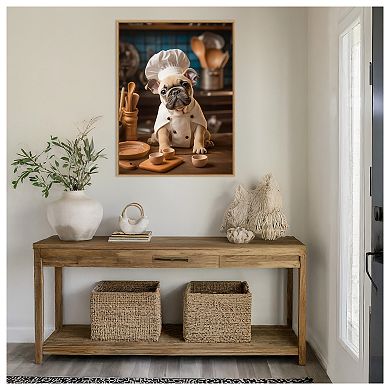 French Bulldog Puppy Chef by Andreas Magnusson Framed Canvas Wall Art Print