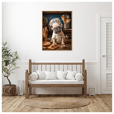 French Bulldog Puppy Chef by Andreas Magnusson Framed Canvas Wall Art Print