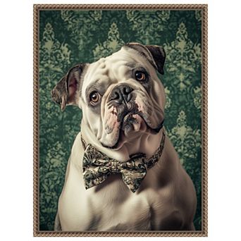 The Gentleman Bulldog by Mowzu Framed Canvas Wall Art Print