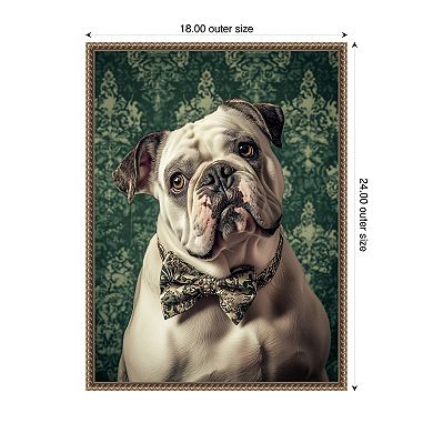 The Gentleman Bulldog by Mowzu Framed Canvas Wall Art Print