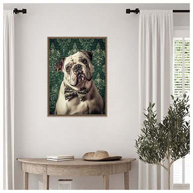 The Gentleman Bulldog by Mowzu Framed Canvas Wall Art Print