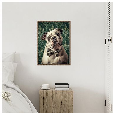 The Gentleman Bulldog by Mowzu Framed Canvas Wall Art Print