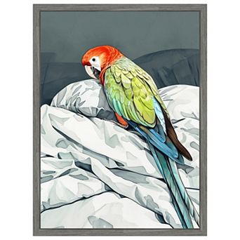 Sleeping Parrot by Justyna Jaszke Framed Canvas Wall Art Print