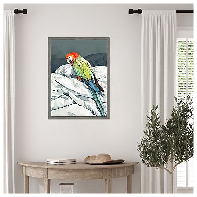 Sleeping Parrot by Justyna Jaszke Framed Canvas Wall Art Print