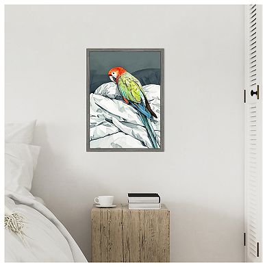 Sleeping Parrot by Justyna Jaszke Framed Canvas Wall Art Print