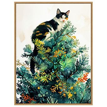 Cats Life Christmas Tree by Justyna Jaszke Framed Canvas Wall Art Print