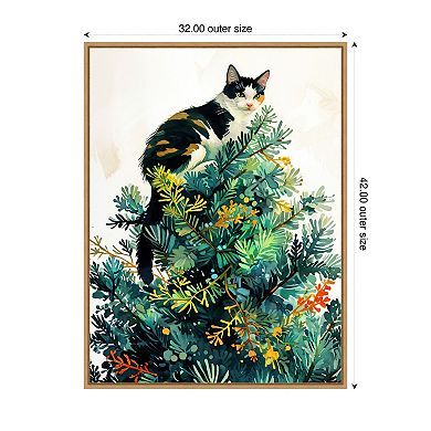 Cats Life Christmas Tree by Justyna Jaszke Framed Canvas Wall Art Print