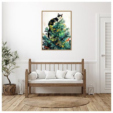 Cats Life Christmas Tree by Justyna Jaszke Framed Canvas Wall Art Print
