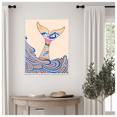 Feeling Blue Whale Tail by Kintsugi99 Framed Canvas Wall Art Print