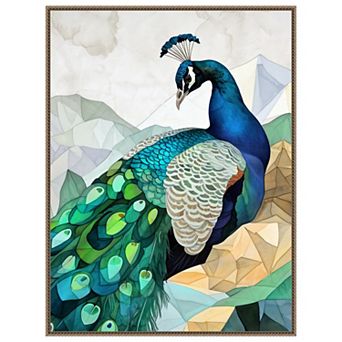 Peacock by Justyna Jaszke Framed Canvas Wall Art Print