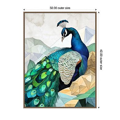 Peacock by Justyna Jaszke Framed Canvas Wall Art Print