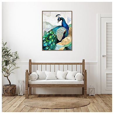 Peacock by Justyna Jaszke Framed Canvas Wall Art Print