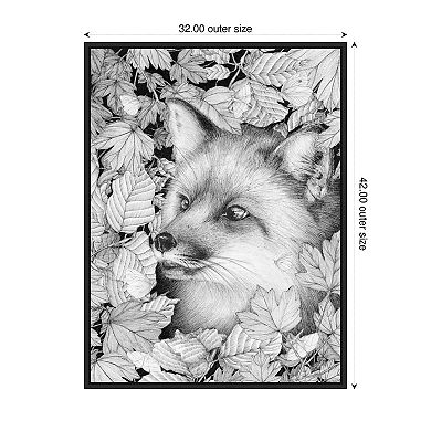Fox and Forest by Ec Mazur Framed Canvas Wall Art Print