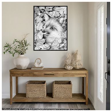 Fox and Forest by Ec Mazur Framed Canvas Wall Art Print