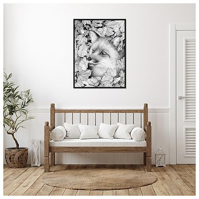 Fox and Forest by Ec Mazur Framed Canvas Wall Art Print