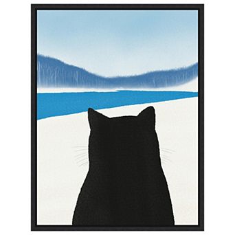 Cat Fur Portrait by Little Dean Framed Canvas Wall Art Print