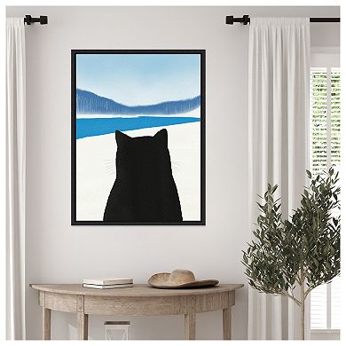 Cat Fur Portrait by Little Dean Framed Canvas Wall Art Print