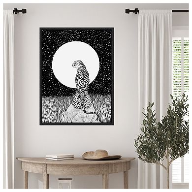 Cheetah Moon by Ec Mazur Framed Canvas Wall Art Print