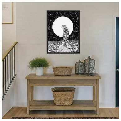 Cheetah Moon by Ec Mazur Framed Canvas Wall Art Print
