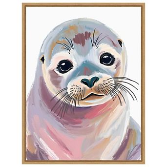 Cute Seal Pup by Ohkimiko Framed Canvas Wall Art Print