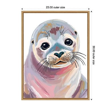 Cute Seal Pup by Ohkimiko Framed Canvas Wall Art Print