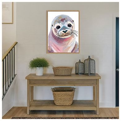 Cute Seal Pup by Ohkimiko Framed Canvas Wall Art Print