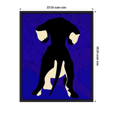 Dog Silhouette on Blue Backdrop by Kintsugi99 Framed Canvas Wall Art Print