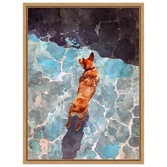 Dogs Life Wading by Justyna Jaszke Framed Canvas Wall Art Print