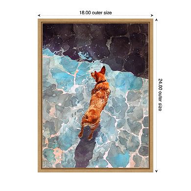 Dogs Life Wading by Justyna Jaszke Framed Canvas Wall Art Print
