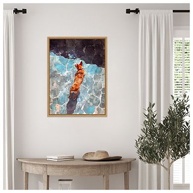Dogs Life Wading by Justyna Jaszke Framed Canvas Wall Art Print