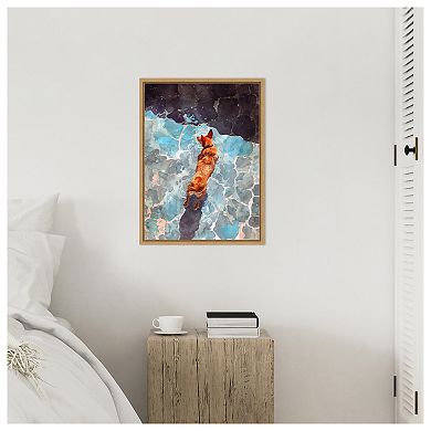 Dogs Life Wading by Justyna Jaszke Framed Canvas Wall Art Print