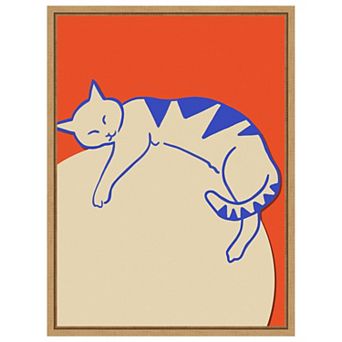 Crescent Cat by Uma Gokhale Framed Canvas Wall Art Print
