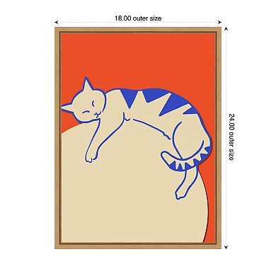 Crescent Cat by Uma Gokhale Framed Canvas Wall Art Print