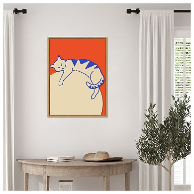 Crescent Cat by Uma Gokhale Framed Canvas Wall Art Print