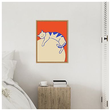 Crescent Cat by Uma Gokhale Framed Canvas Wall Art Print