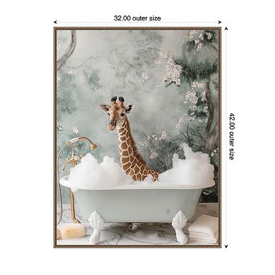Giraffe Bubble Bliss by Niky Rahner Framed Canvas Wall Art Print