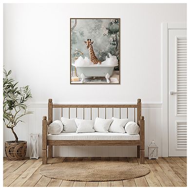 Giraffe Bubble Bliss by Niky Rahner Framed Canvas Wall Art Print